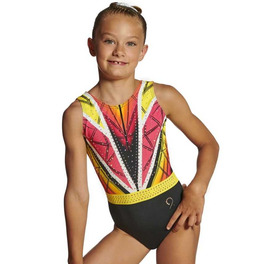 Justaucorps gymnastique GAF Androméda noir jaune rose – Nine.Nine