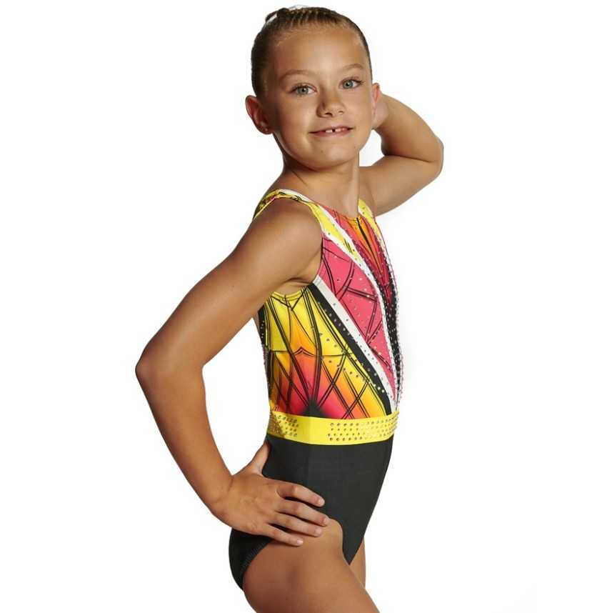 Justaucorps gymnastique GAF Androméda noir jaune rose – Nine.Nine