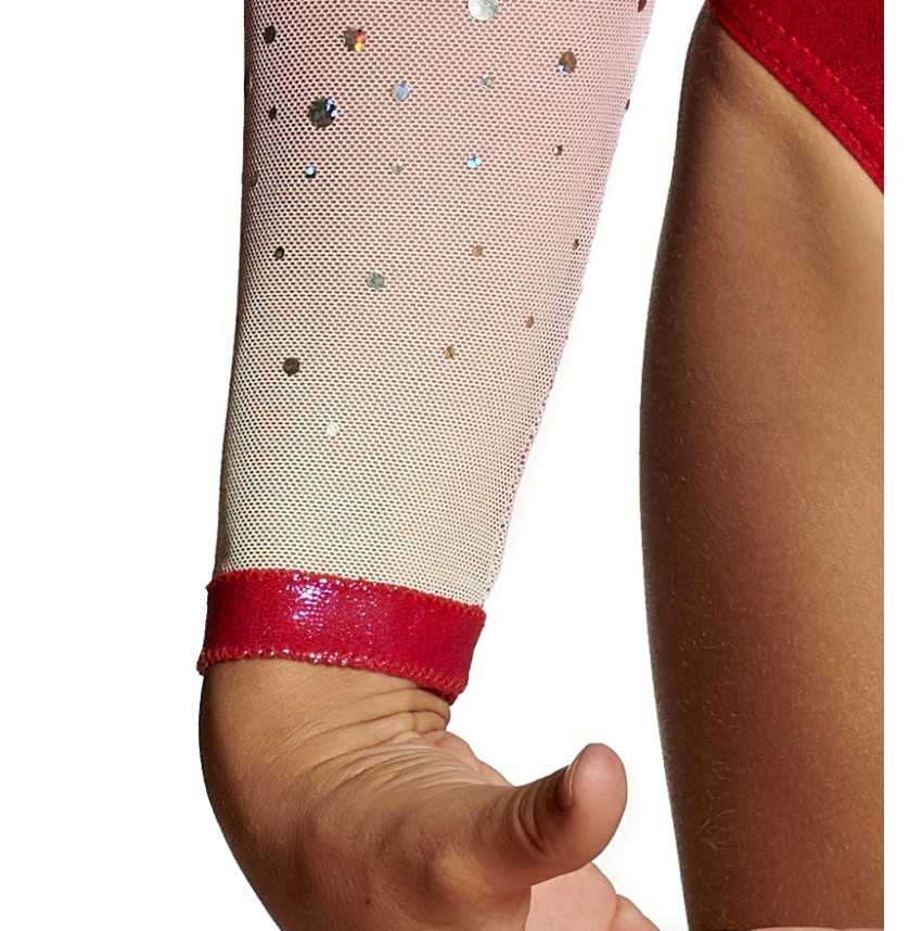 Justaucorps gymnastique Hydra rose et blanc – manches longues | Nine.Nine