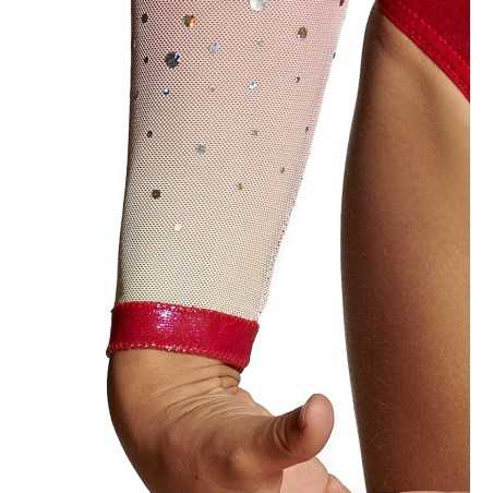 Justaucorps gymnastique Hydra rose et blanc – manches longues | Nine.Nine