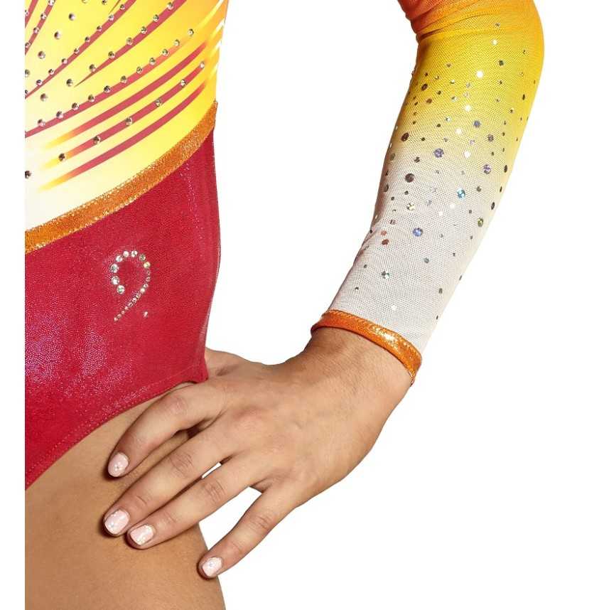 Justaucorps gymnastique Léonis jaune orange framboise – Manches Longues / Nine.Nine