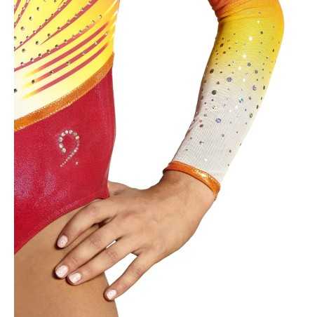 Justaucorps gymnastique Léonis jaune orange framboise – Manches Longues / Nine.Nine