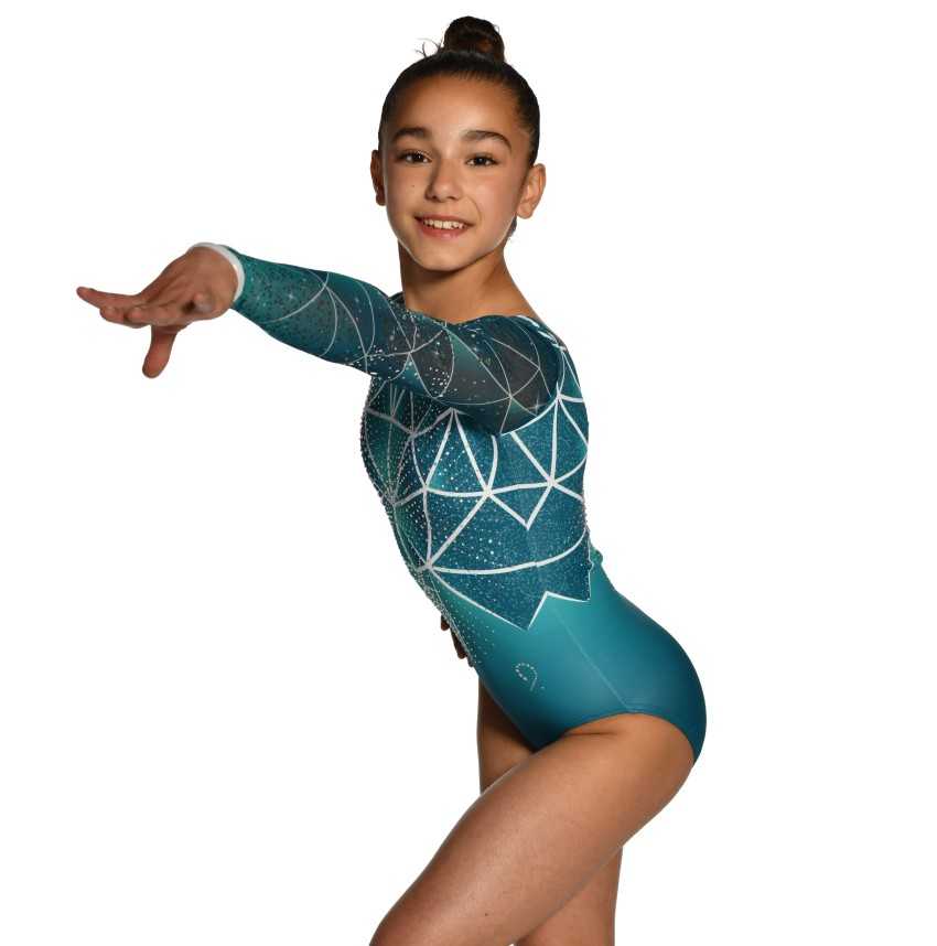 Justaucorps gymnastique GAF Gemini vert – Manches Longues / Nine.Nine